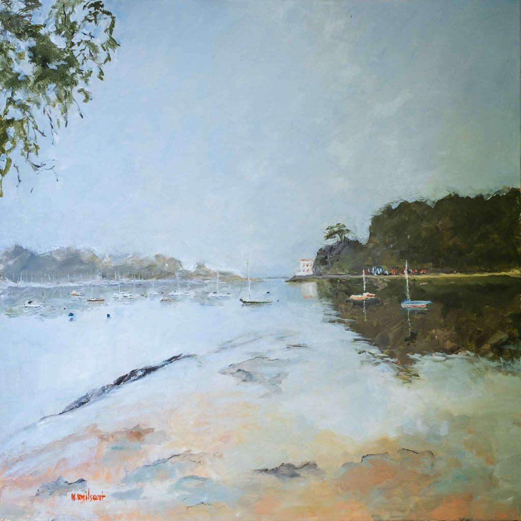 sortie du port de Pornic vers l'océan, et bout de terre apparent - brume de beau temps